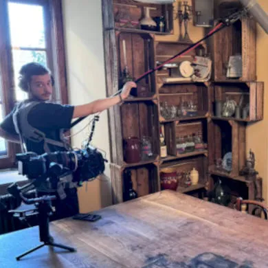Prise de son à la perche sur un tournage